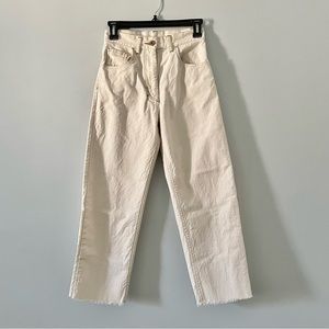 Nanushka off-white rip cropped jeans fringe